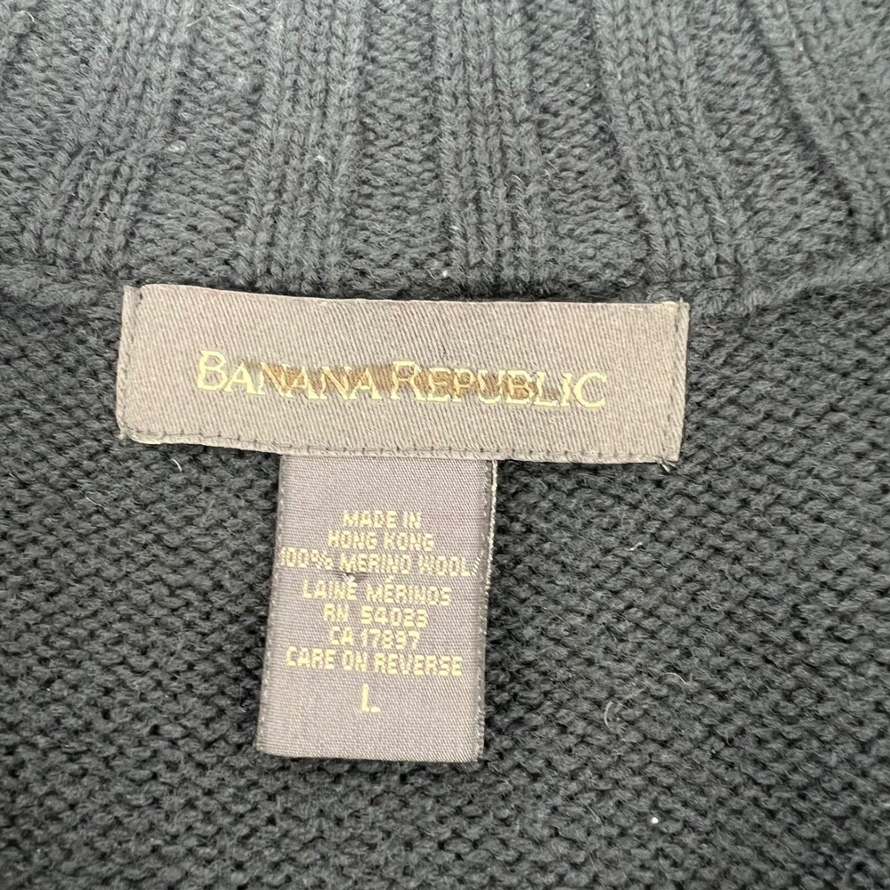 Vintage 90s Banana Republic Merino Wool Sweater Vest Mens L Charcoal Gray Zip - Picture 2 of 6
